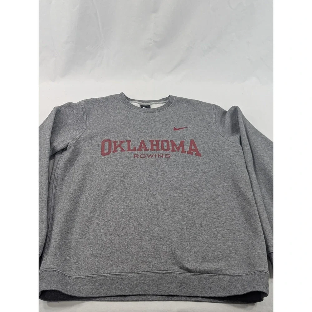 Nike Oklahoma Sooners Rowing Sweater Gray NCAA Pullover Crewneck Sweatshirt‎ Med